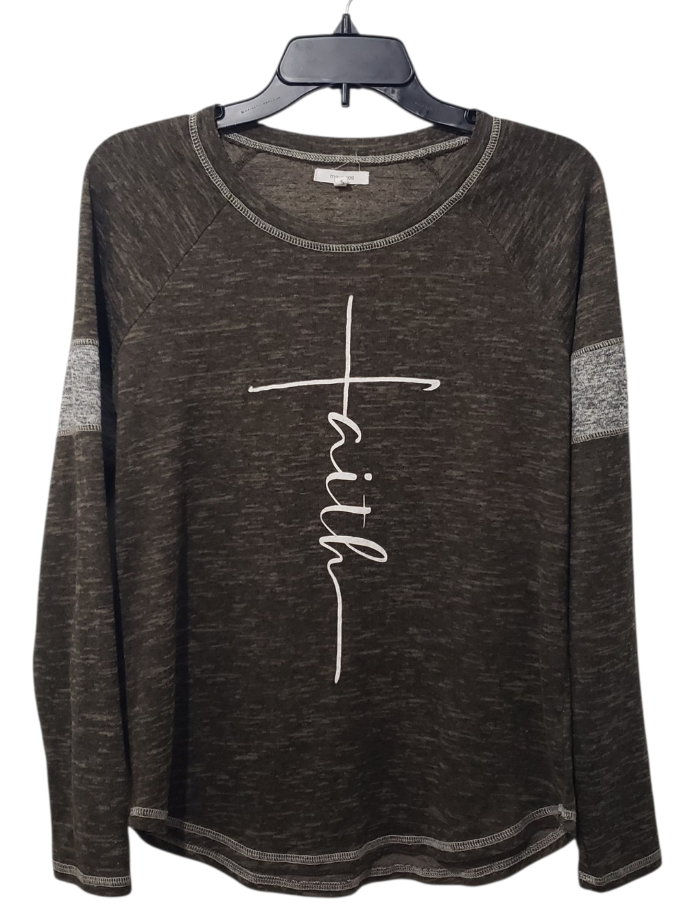 MAURICES Olive Green Heathered Long Sleeve Top Faith | Small